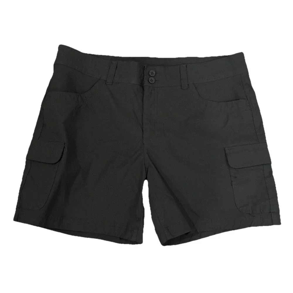 Eddie Bauer Womens Size 16 Black Summer Trail Cargo Shorts‎ Pockets Hiking Walk